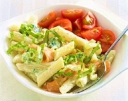 1 penne met zalm en prei