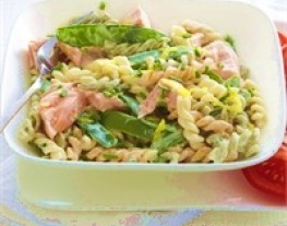 1 pasta met zalm en peultjes