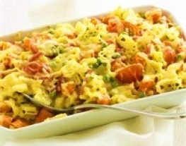 1 kinderpasta met hamreepjes