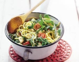 recepten vandaag pasta spaghetti tomaat rucola knappertjes